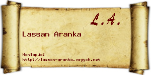 Lassan Aranka névjegykártya